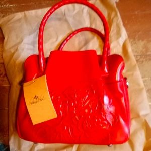 Pat Nash Papaya Rose Tooled Ashford Satchel